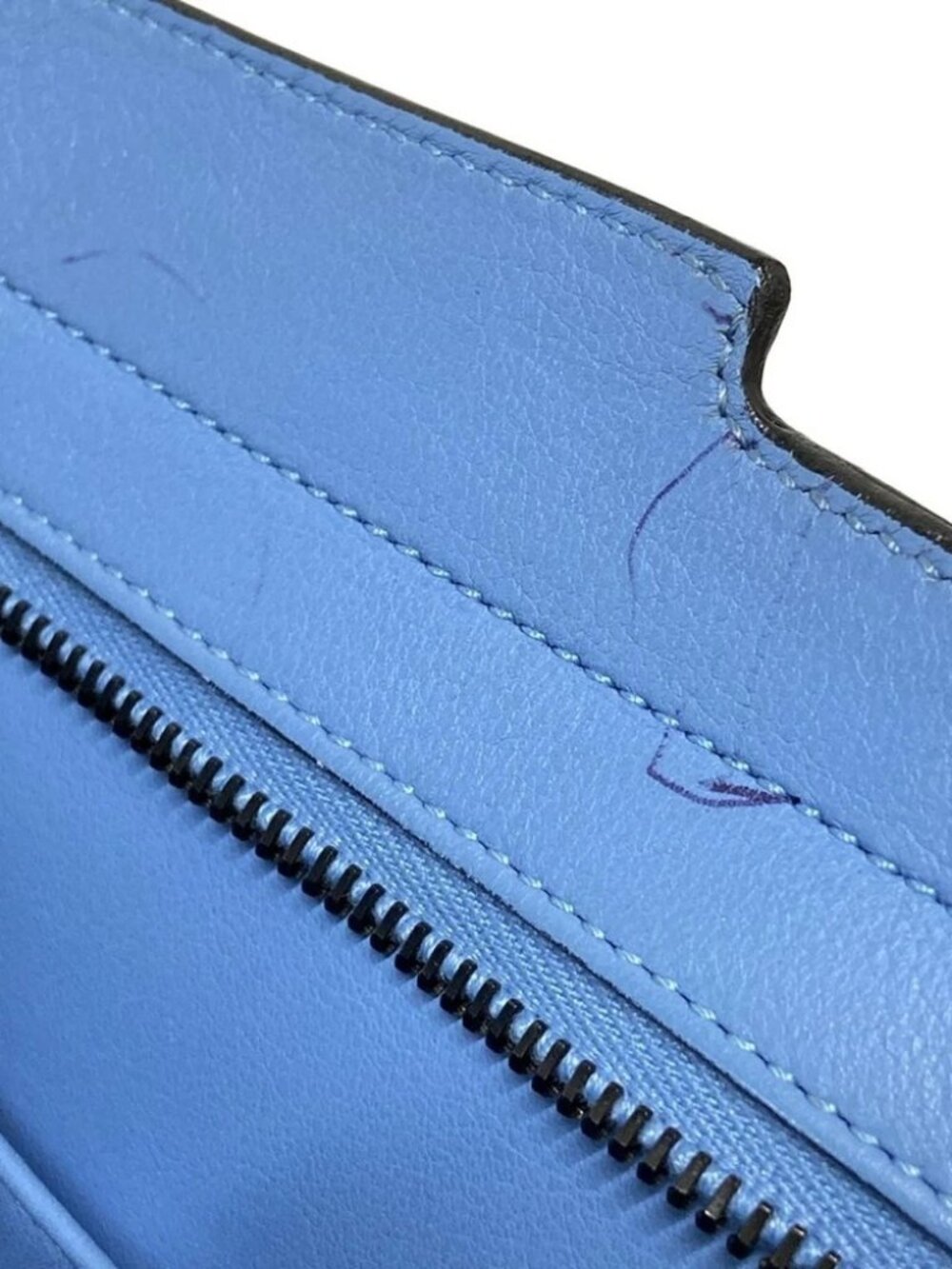 SAINT LAURENT PARIS Baby Monogram Cabas 400914 Blue Leather Handbag - Picture 8 of 14